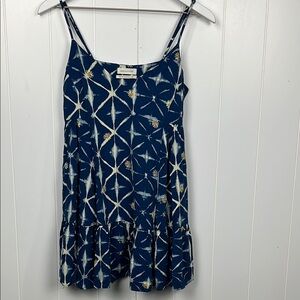 Urban Outfitters Womens Sundress Mini SP Blue White Daisy Print Babydoll Flowy